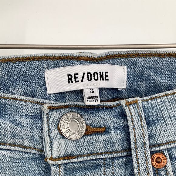 RE/DONE Size 26 Light Wash Jeans High Rise Ankle Crop Slim Fit Stretch G21-2 - Picture 4 of 7
